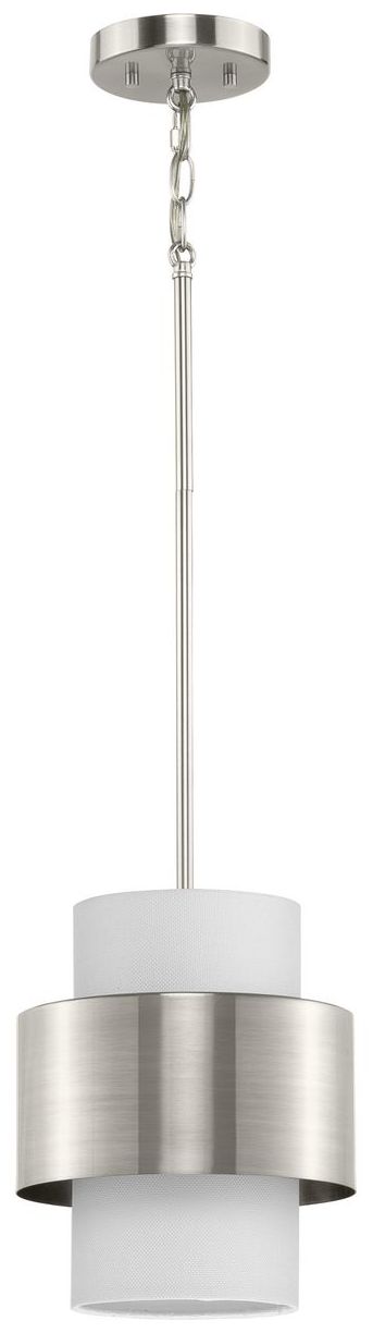 Image 6 Silva Collection One-Light White Linen Shade Pendant more views
