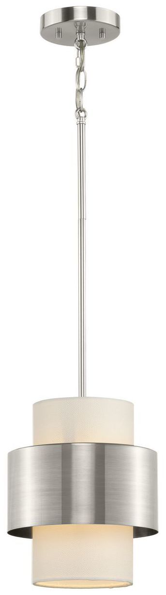 Image 7 Silva Collection One-Light White Linen Shade Pendant more views