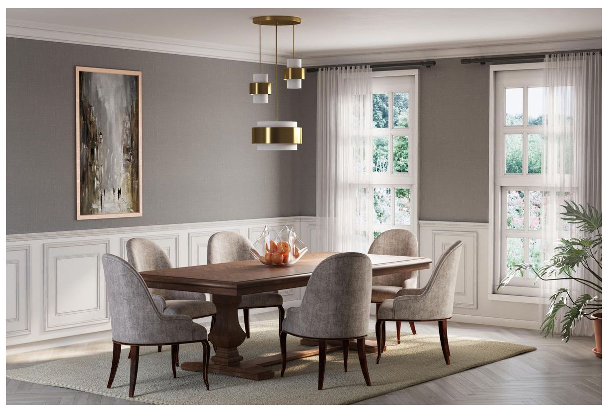 Image 3 Silva Collection One-Light White Linen Shade Pendant more views