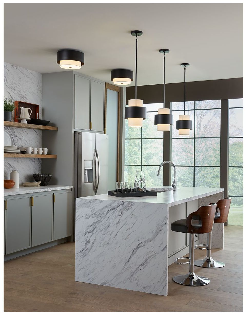 Image 2 Silva Collection One-Light White Linen Shade Pendant more views