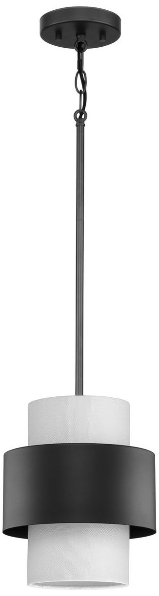 Image 5 Silva Collection One-Light White Linen Shade Pendant more views