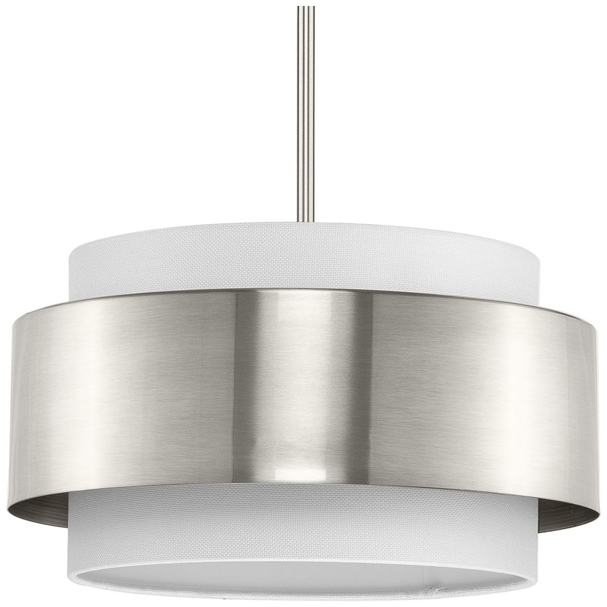 Silva Collection Three-Light White Linen Shade Pendant