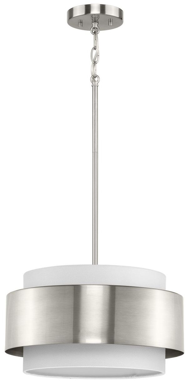 Image 3 Silva Collection Three-Light White Linen Shade Pendant more views