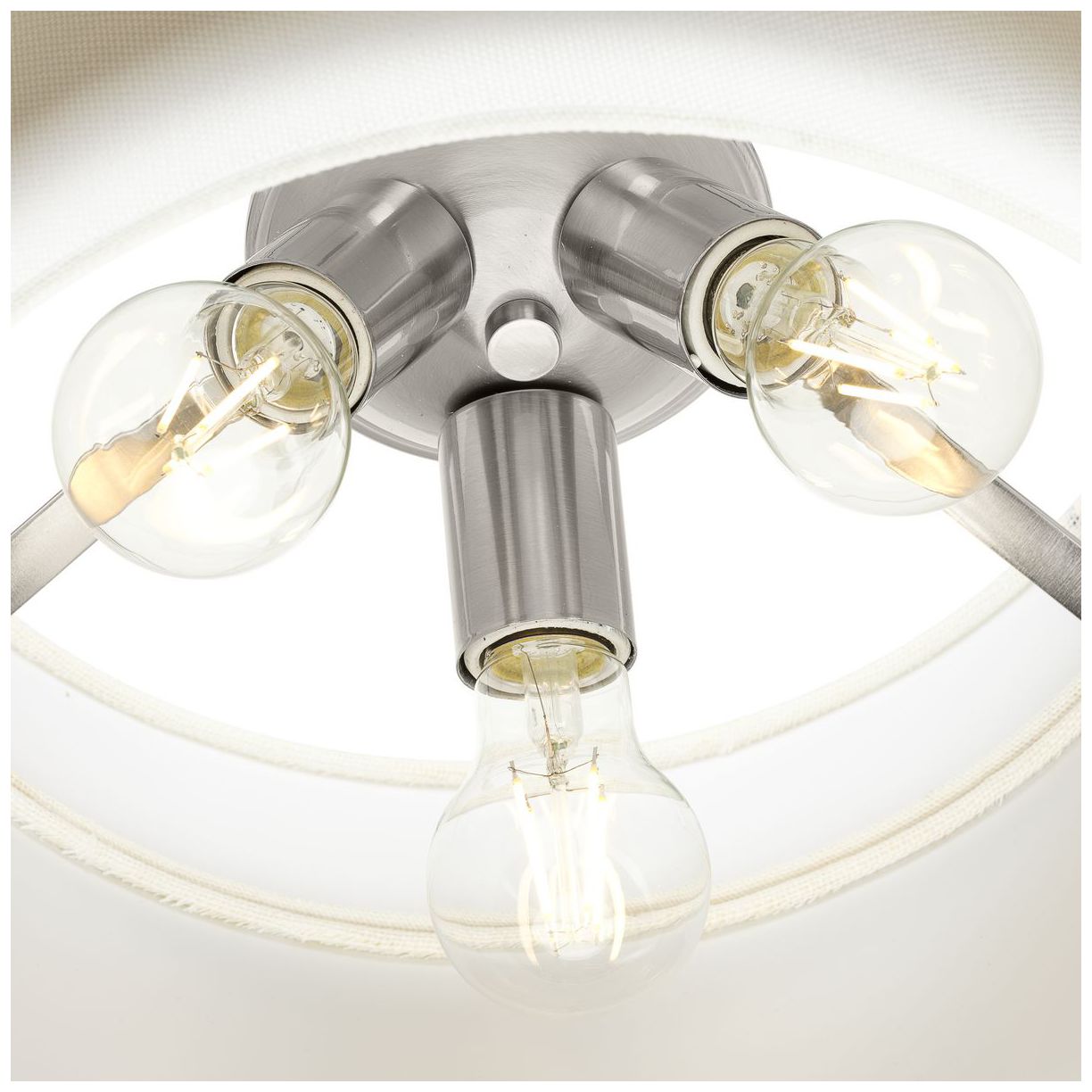 Image 7 Silva Collection Three-Light White Linen Shade Pendant more views