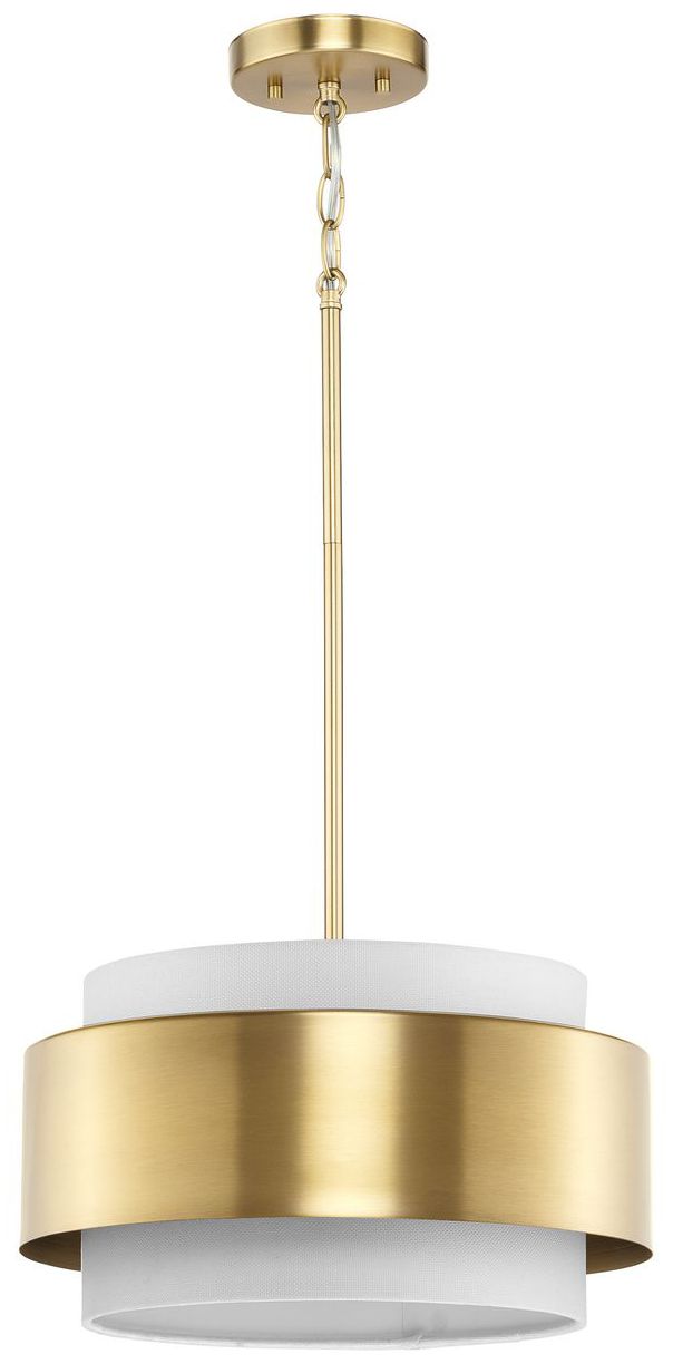 Image 5 Silva Collection Three-Light White Linen Shade Pendant more views