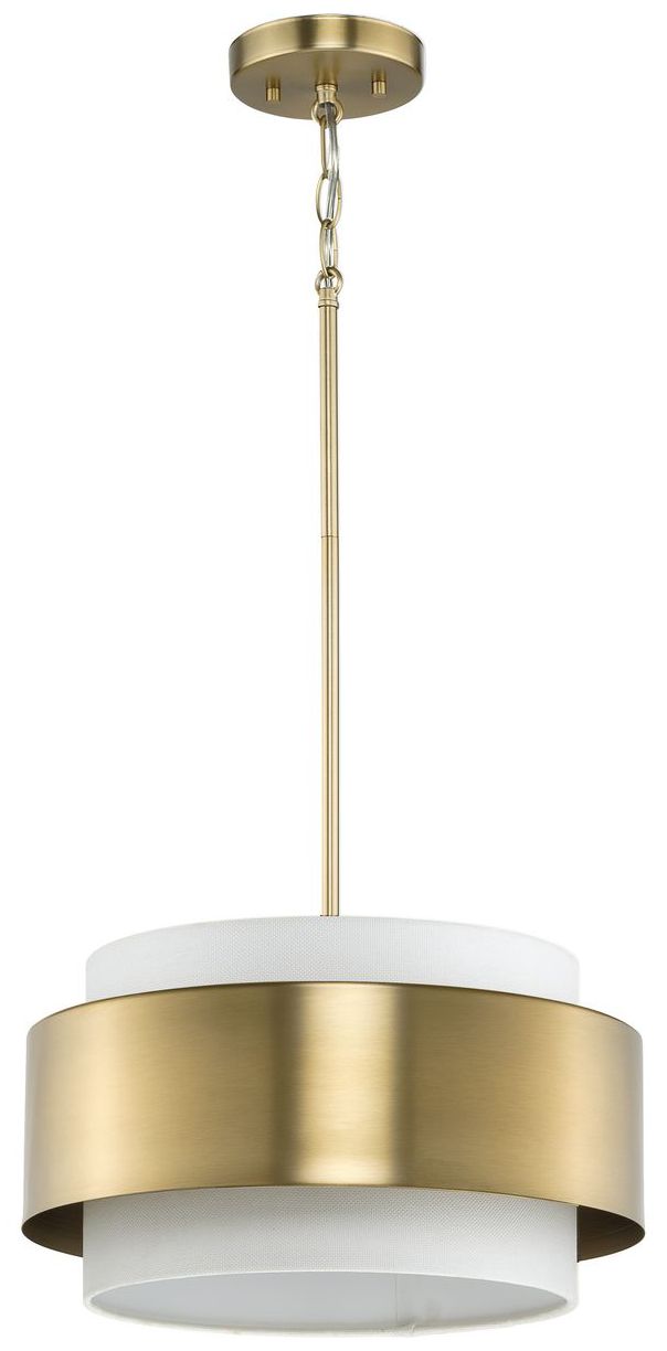 Image 6 Silva Collection Three-Light White Linen Shade Pendant more views