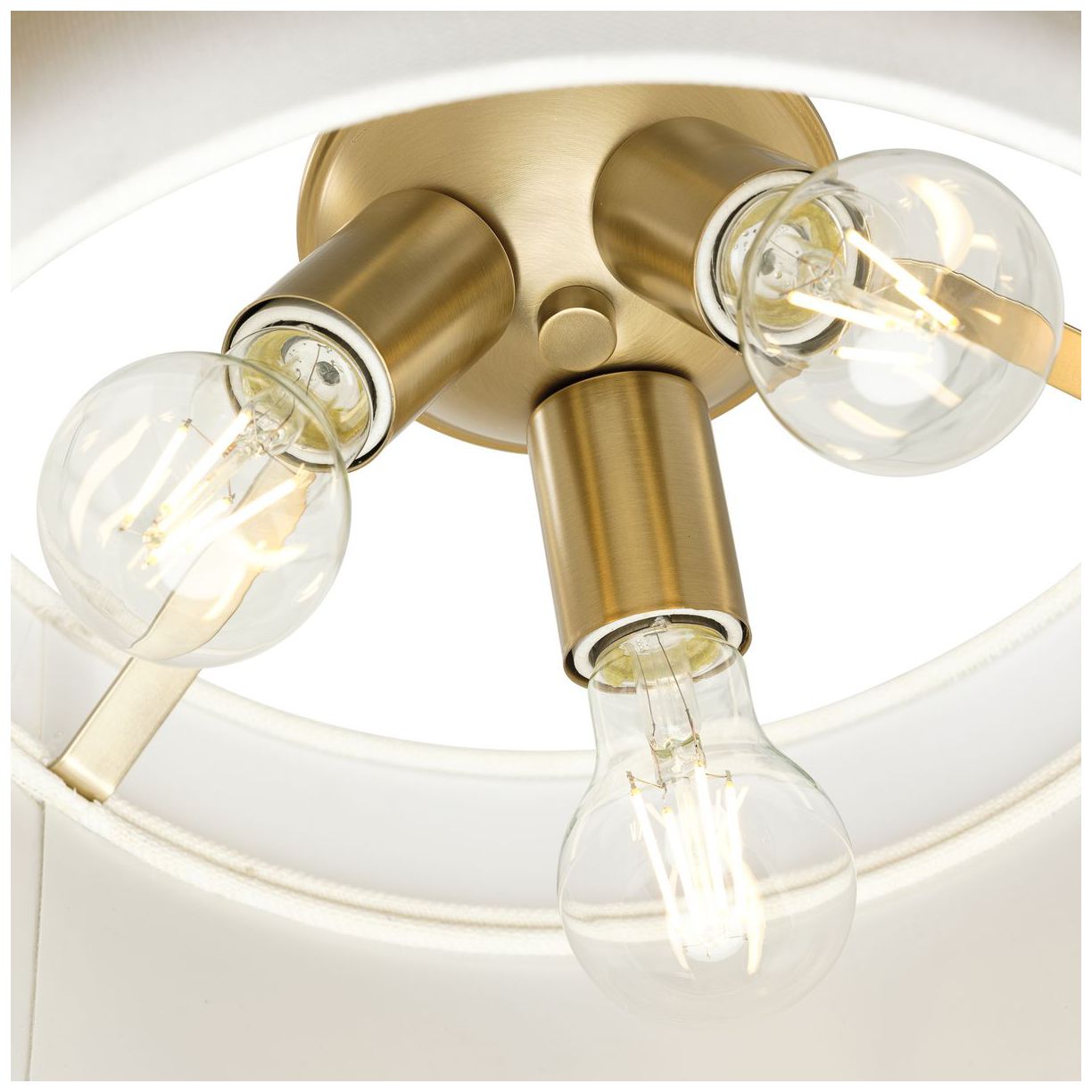 Silva Collection Three-Light White Linen Shade Pendant