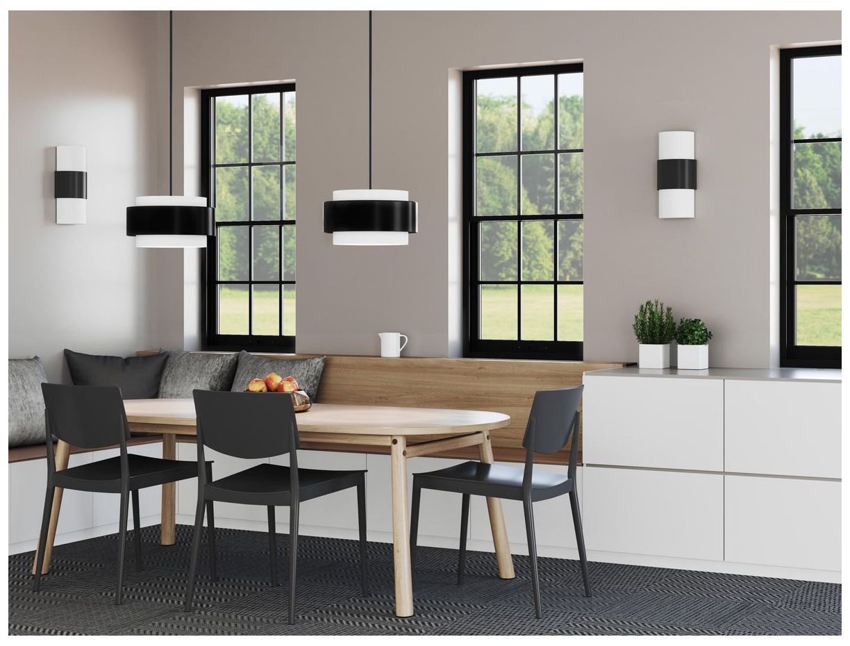 Image 2 Silva Collection Three-Light White Linen Shade Pendant more views