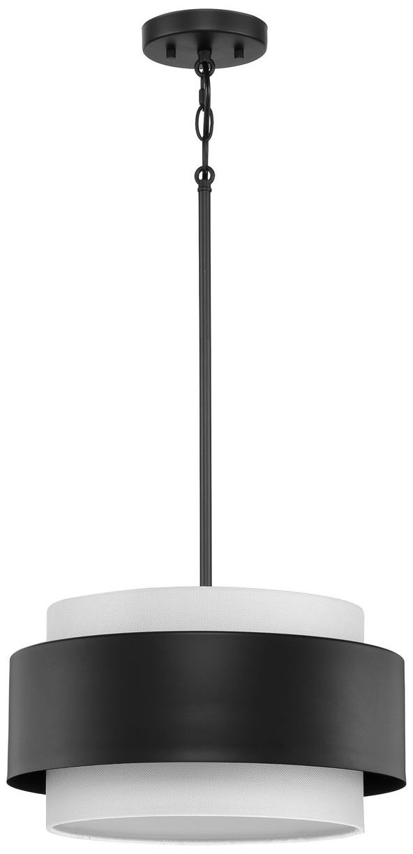 Image 5 Silva Collection Three-Light White Linen Shade Pendant more views