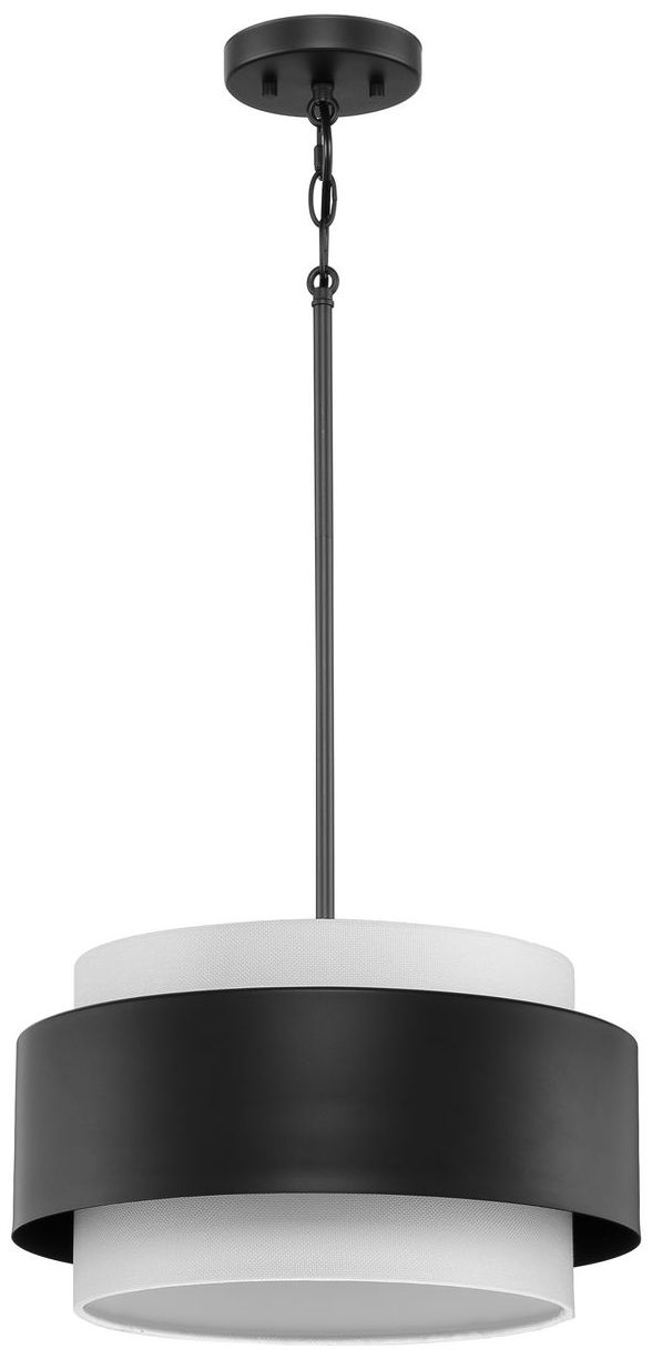 Image 6 Silva Collection Three-Light White Linen Shade Pendant more views