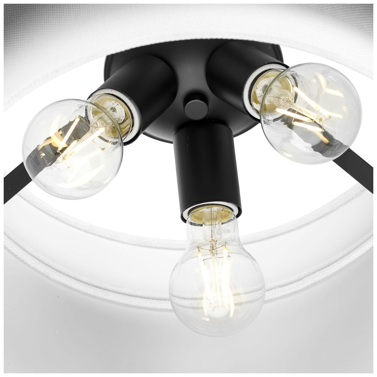 Silva Collection Three-Light White Linen Shade Pendant