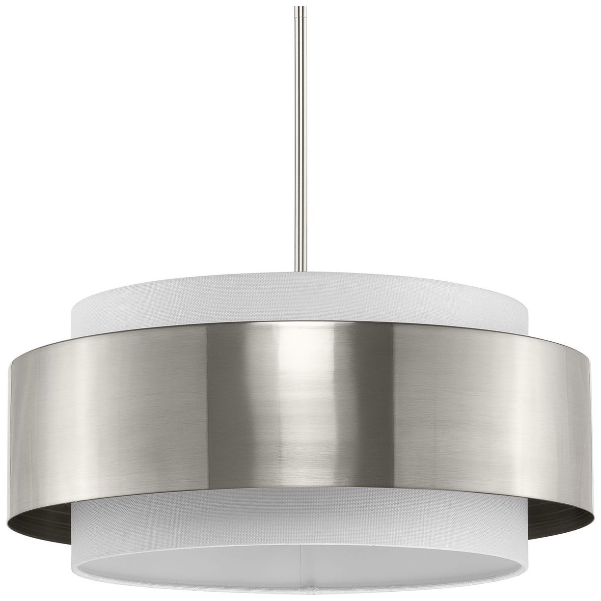 Silva Collection Three-Light White Linen Shade Pendant
