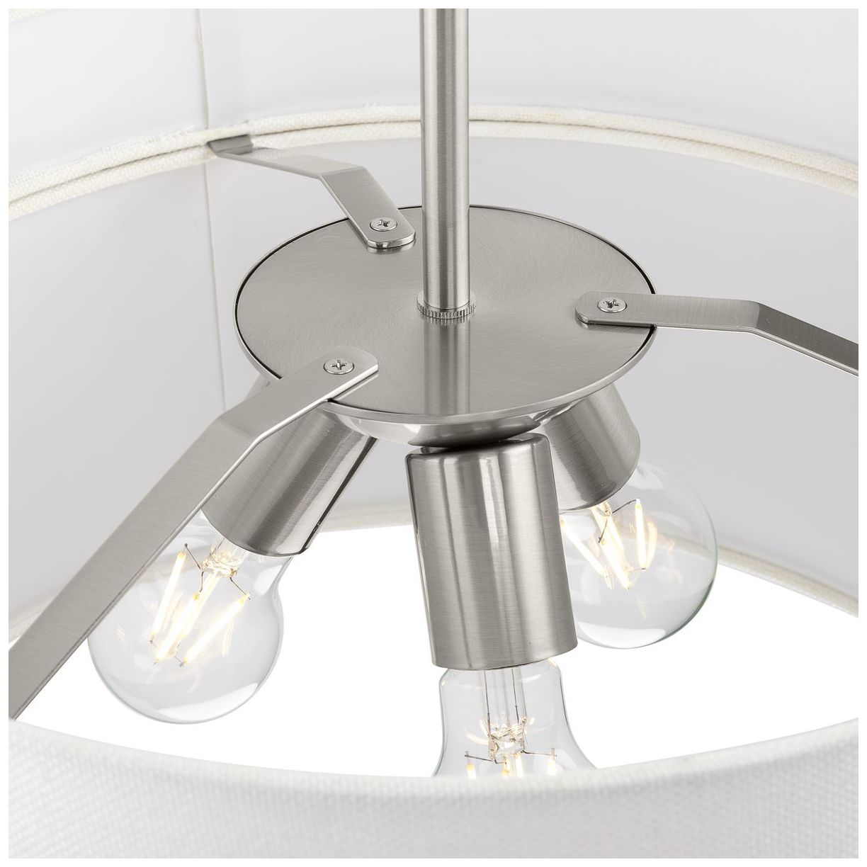 Silva Collection Three-Light White Linen Shade Pendant