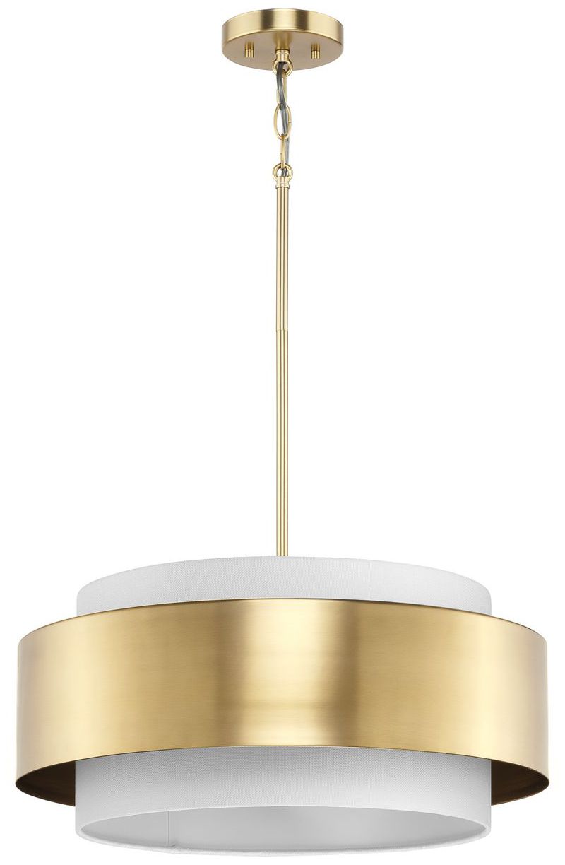 Image 3 Silva Collection Three-Light White Linen Shade Pendant more views