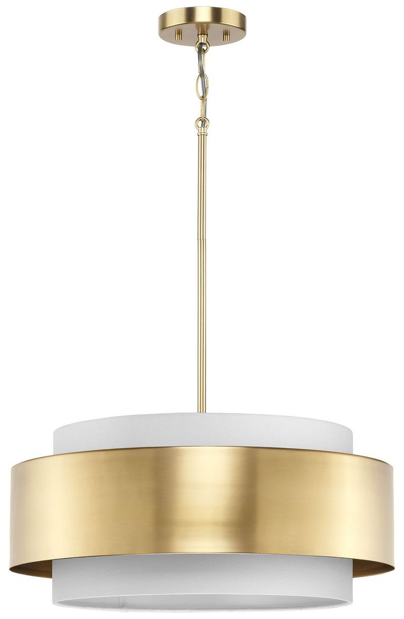 Image 5 Silva Collection Three-Light White Linen Shade Pendant more views