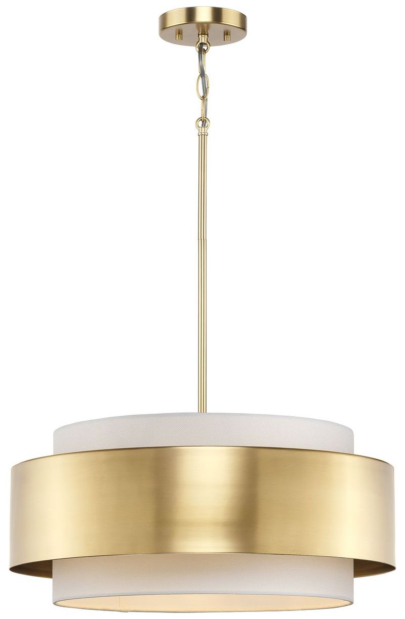Image 6 Silva Collection Three-Light White Linen Shade Pendant more views
