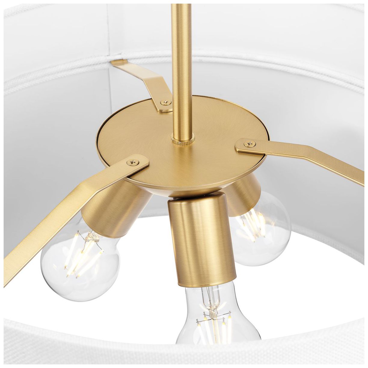 Silva Collection Three-Light White Linen Shade Pendant