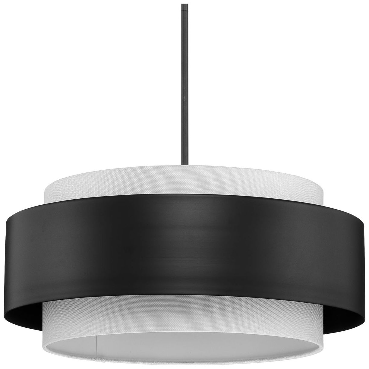 Silva Collection Three-Light White Linen Shade Pendant