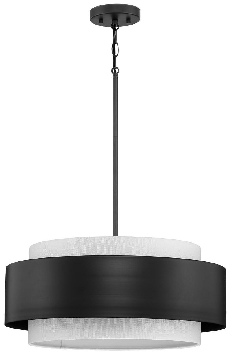 Image 6 Silva Collection Three-Light White Linen Shade Pendant more views
