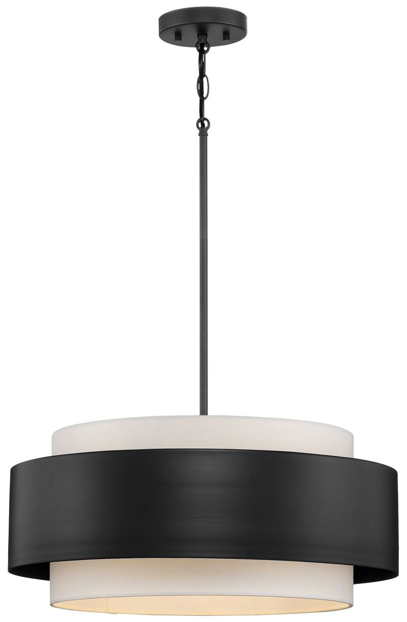 Image 7 Silva Collection Three-Light White Linen Shade Pendant more views