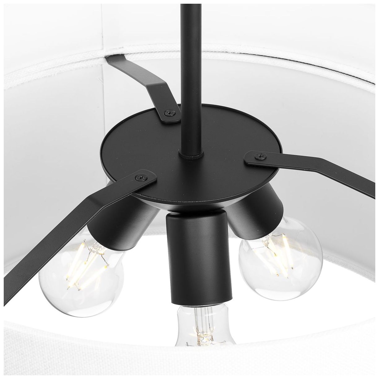 Silva Collection Three-Light White Linen Shade Pendant