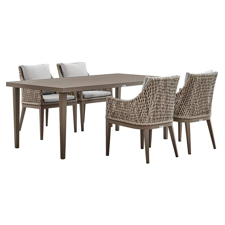 Image 1 Silvana 5 Piece Gray Aluminum Outdoor Dining Set with Gray Fabric