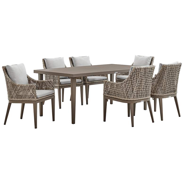Image 1 Silvana 7 Piece Gray Aluminum Outdoor Dining Set with Gray Fabric
