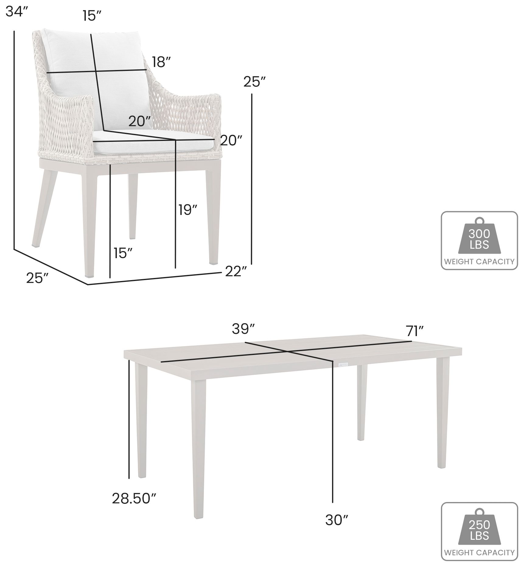 Silvana 7 Piece Gray Aluminum Outdoor Dining Set with Gray Fabric