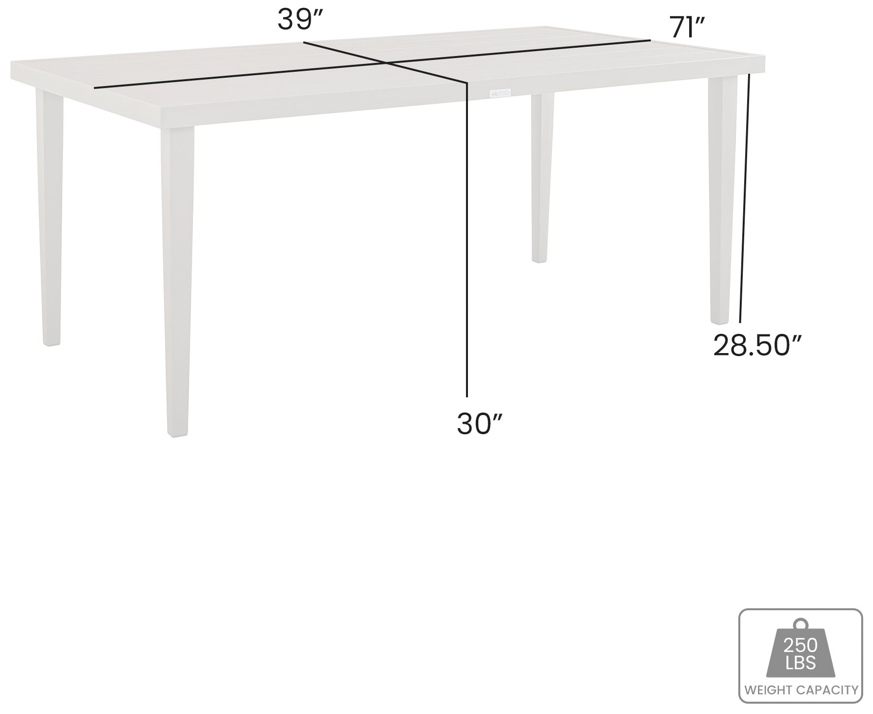 Silvana Outdoor Aluminum Gray Rectangle Dining Table