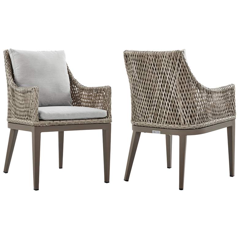 Image 1 Silvana Set of 2 Outdoor Wicker and Aluminum Gray Dining Chair