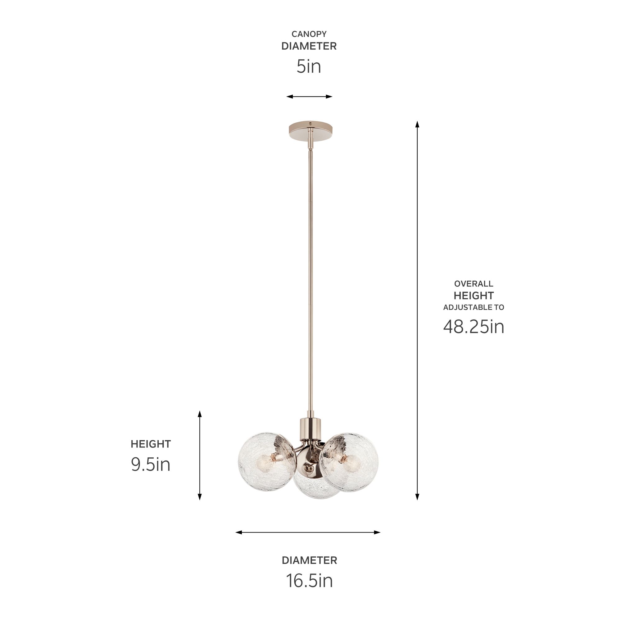 Silvarious Polished Nickel Chandelier Convertible 3Lt