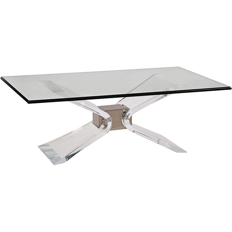 Image 1 Silven Silver and Clear Rectangle Cocktail Table