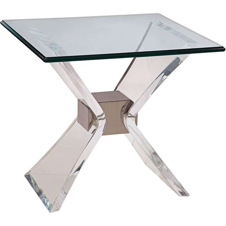 Image 1 Silven Silver and Clear Rectangle End Table