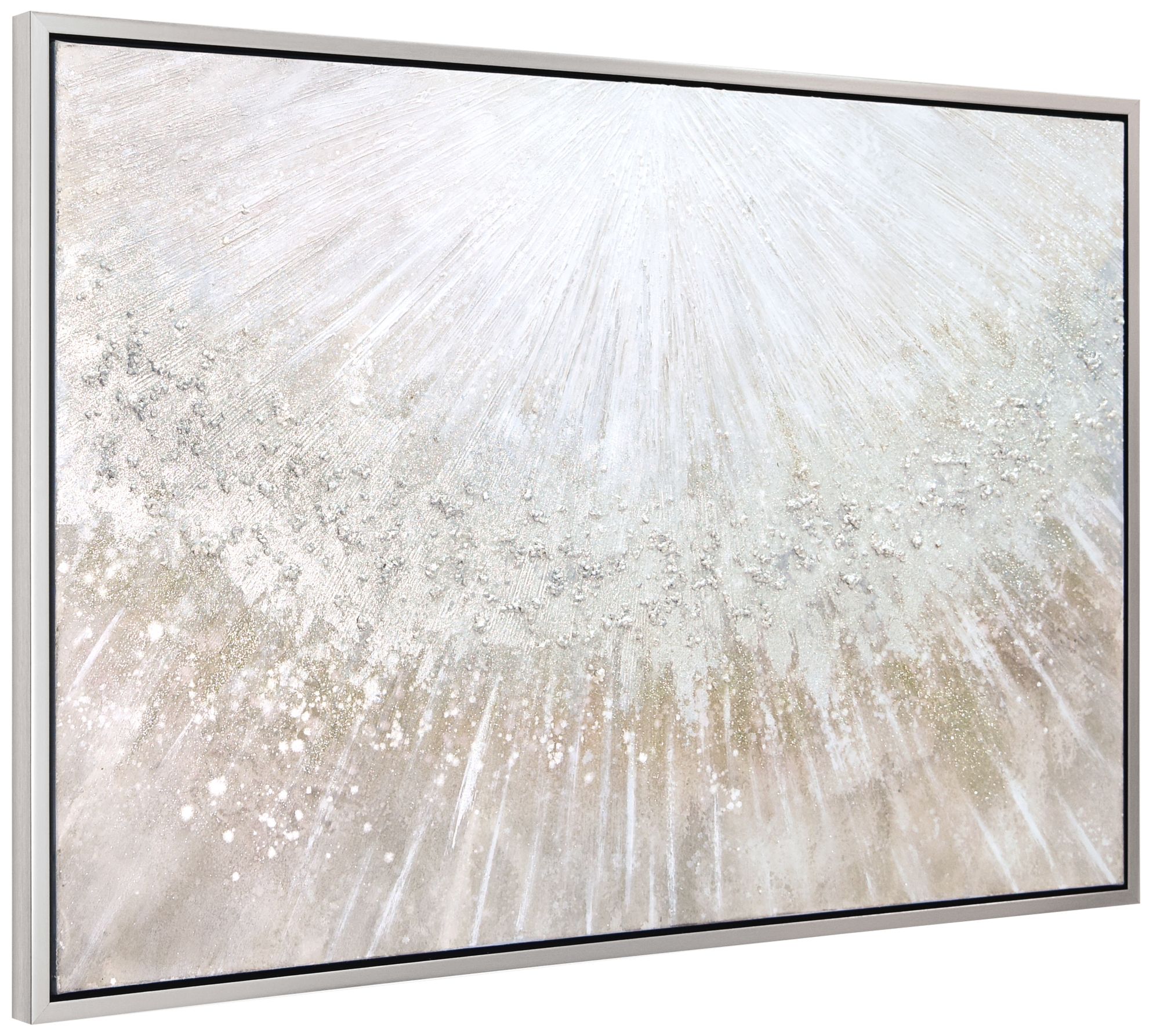 Silver 48" Wide Textured Metallic Framed Canvas Wall Art in scene