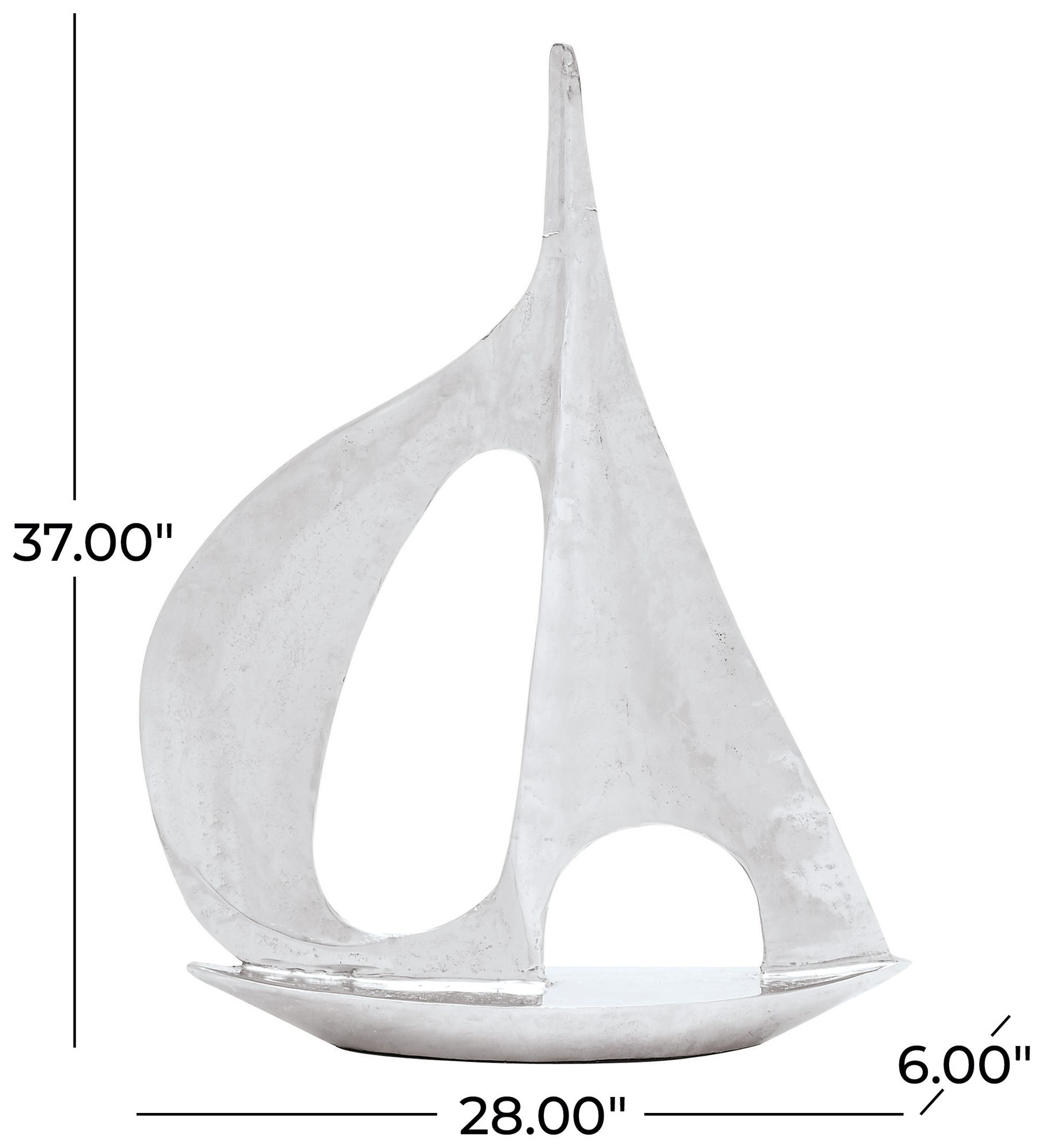 Image 7 Silver Aluminum Metal Coastal Sculpture, 28" x 6" x 37" more views