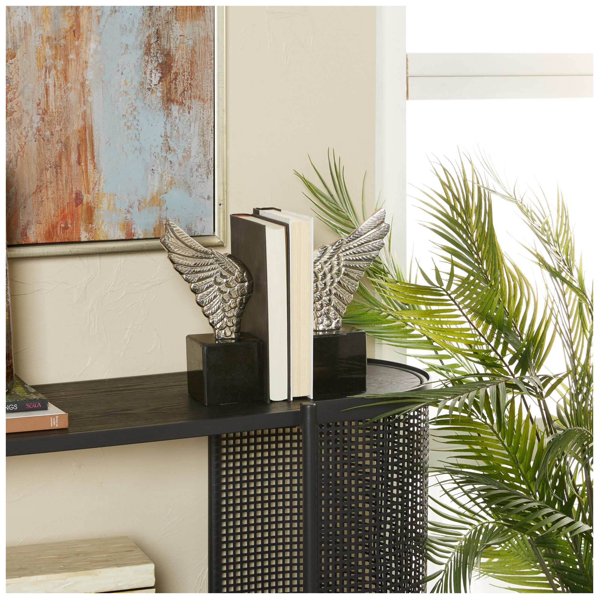 Image 4 Silver Aluminum Metal Contemporary Bookends, S/2 5"W, 10"H more views