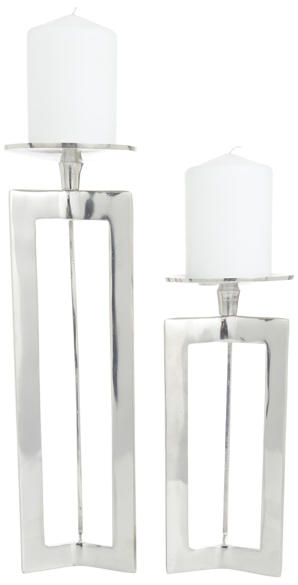 Image 2 Silver Aluminum Metal Contemporary Candl