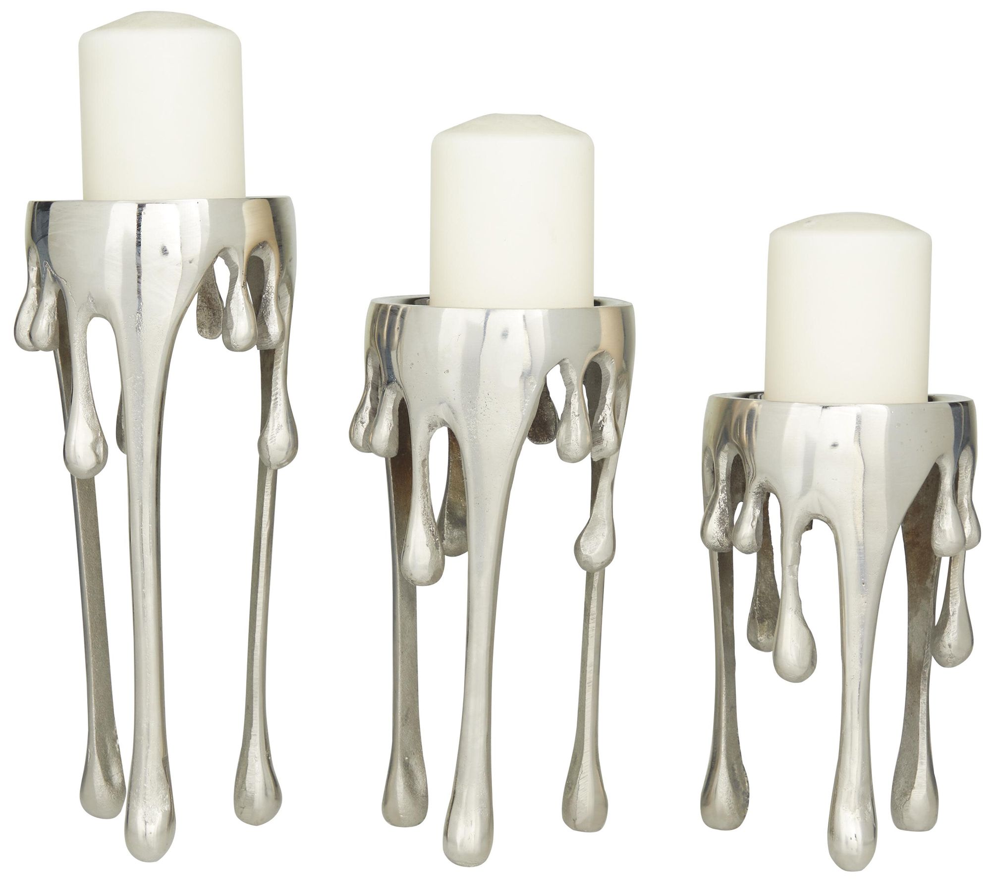 Image 2 Silver Aluminum Metal Contemporary Candl