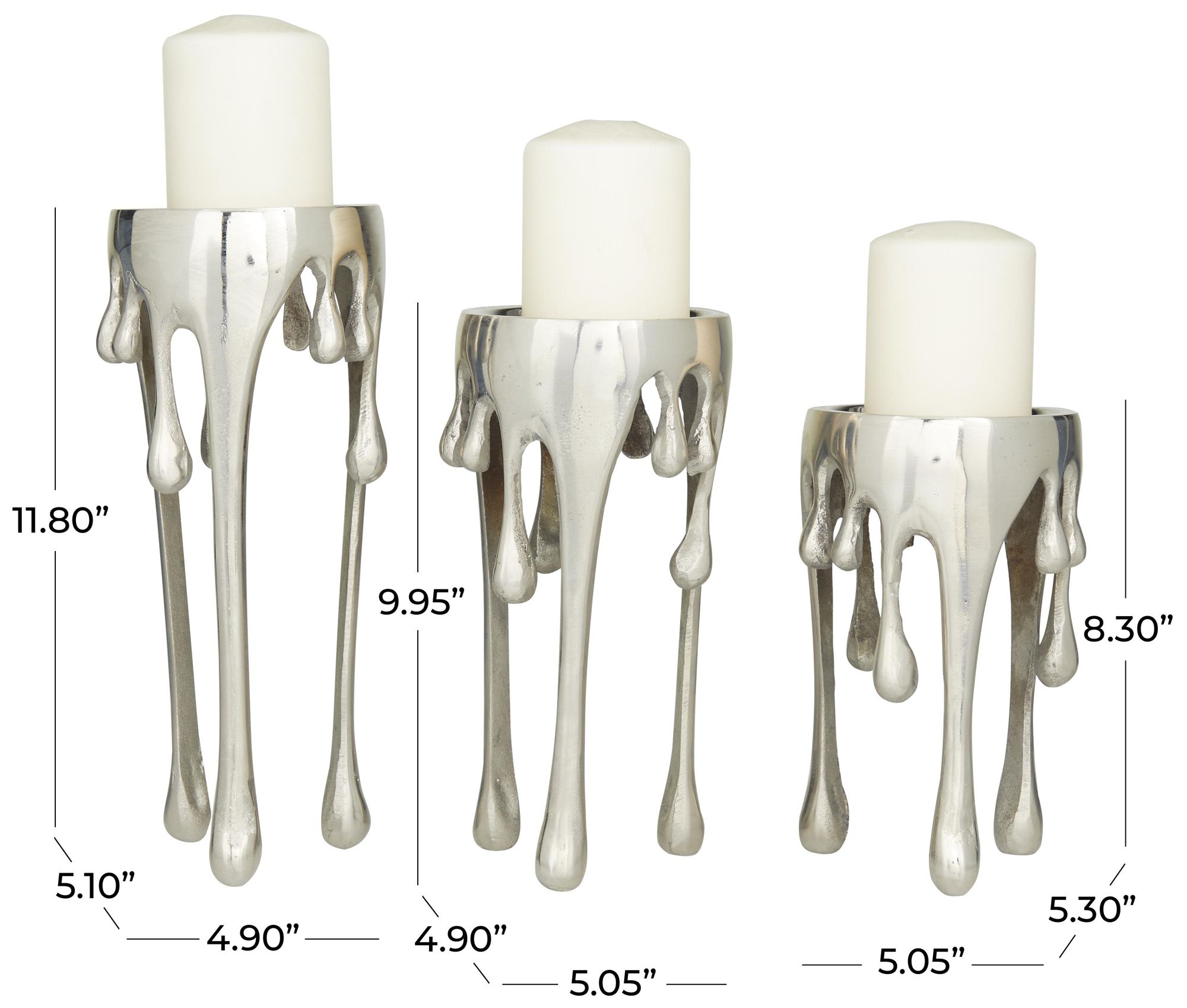 Image 6 Silver Aluminum Metal Contemporary Candl more views