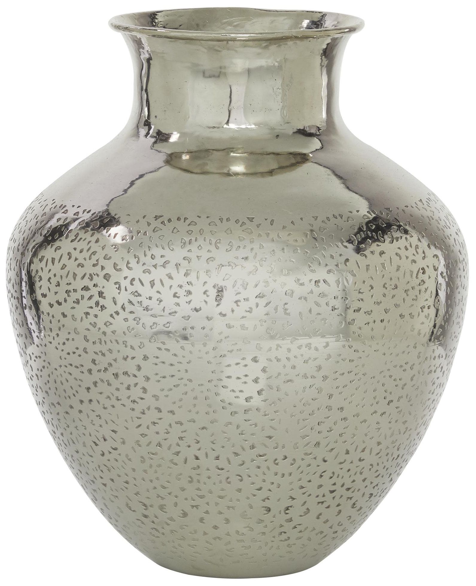 Image 2 Silver Aluminum Metal Contemporary Vase, 13" x 13" x 16"