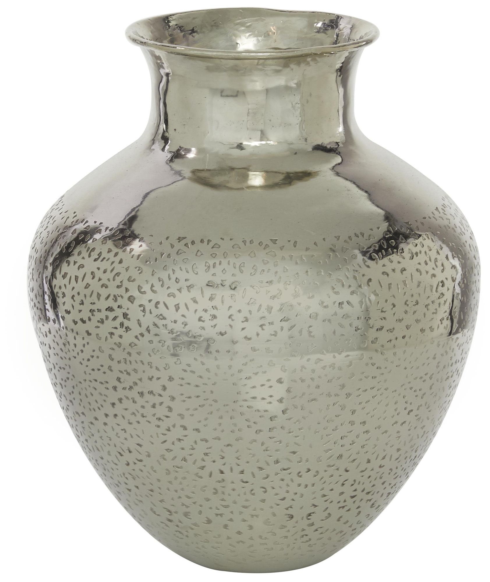 Image 5 Silver Aluminum Metal Contemporary Vase, 13" x 13" x 16" more views