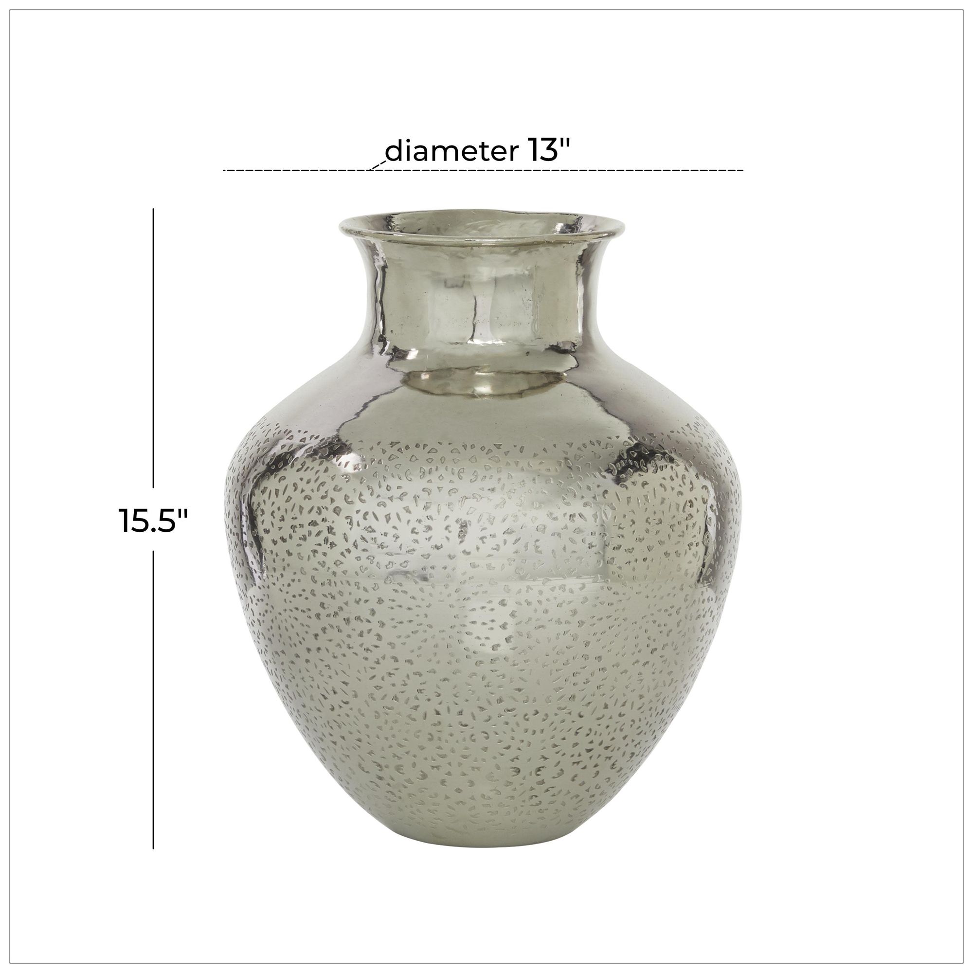 Image 6 Silver Aluminum Metal Contemporary Vase, 13" x 13" x 16" more views