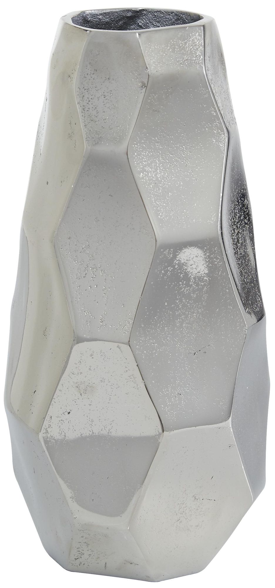 Image 2 Silver Aluminum Metal Contemporary Vase, 6" x 5" x 12"