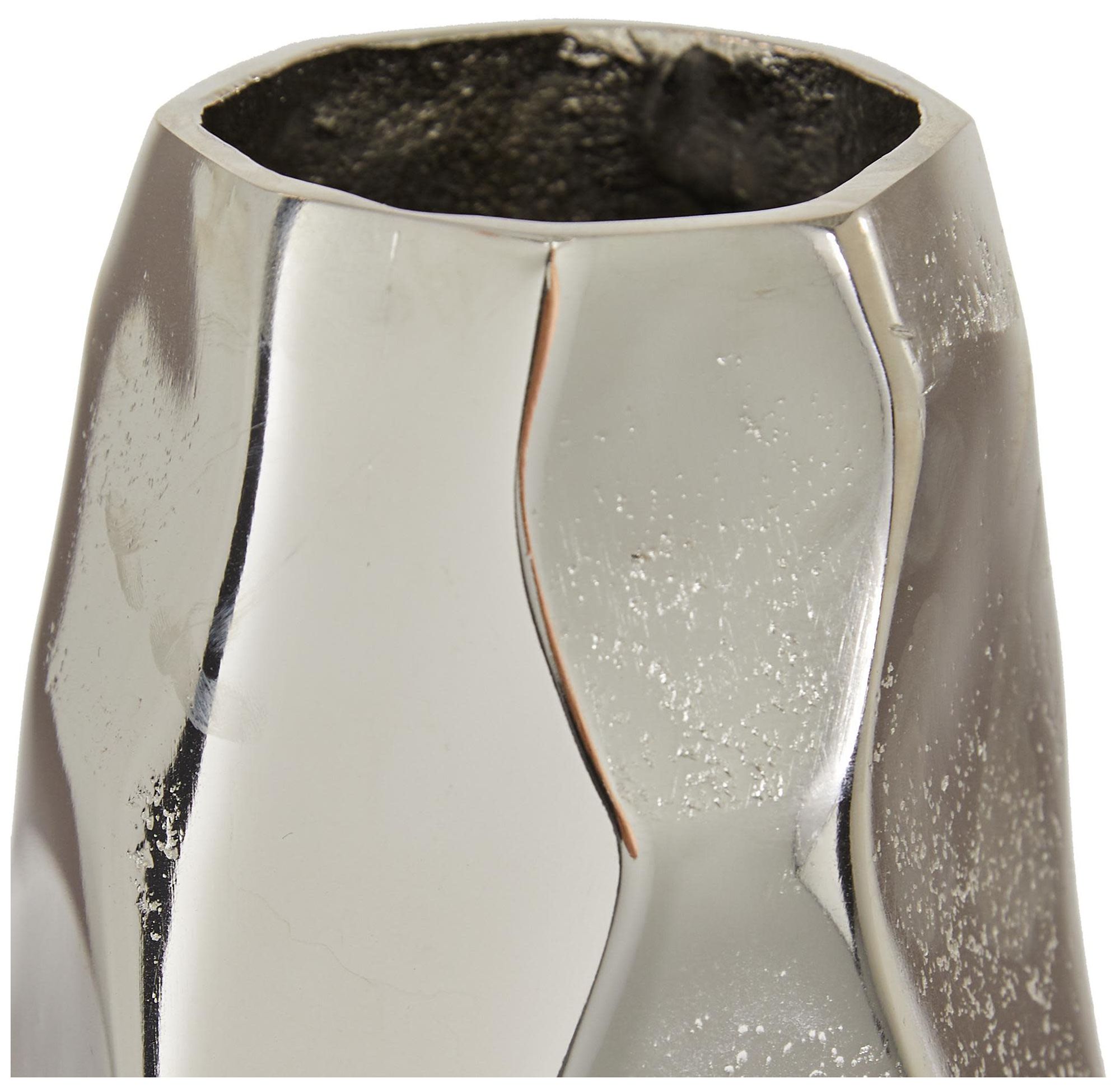 Image 4 Silver Aluminum Metal Contemporary Vase, 6" x 5" x 12" more views