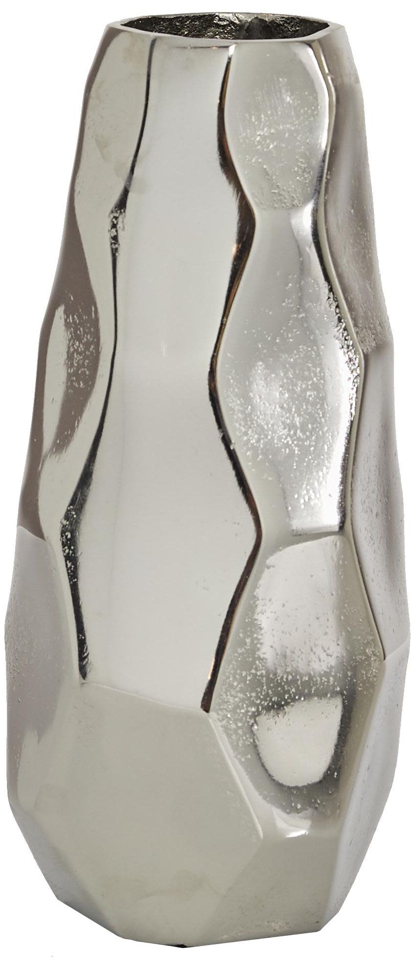 Image 5 Silver Aluminum Metal Contemporary Vase, 6" x 5" x 12" more views