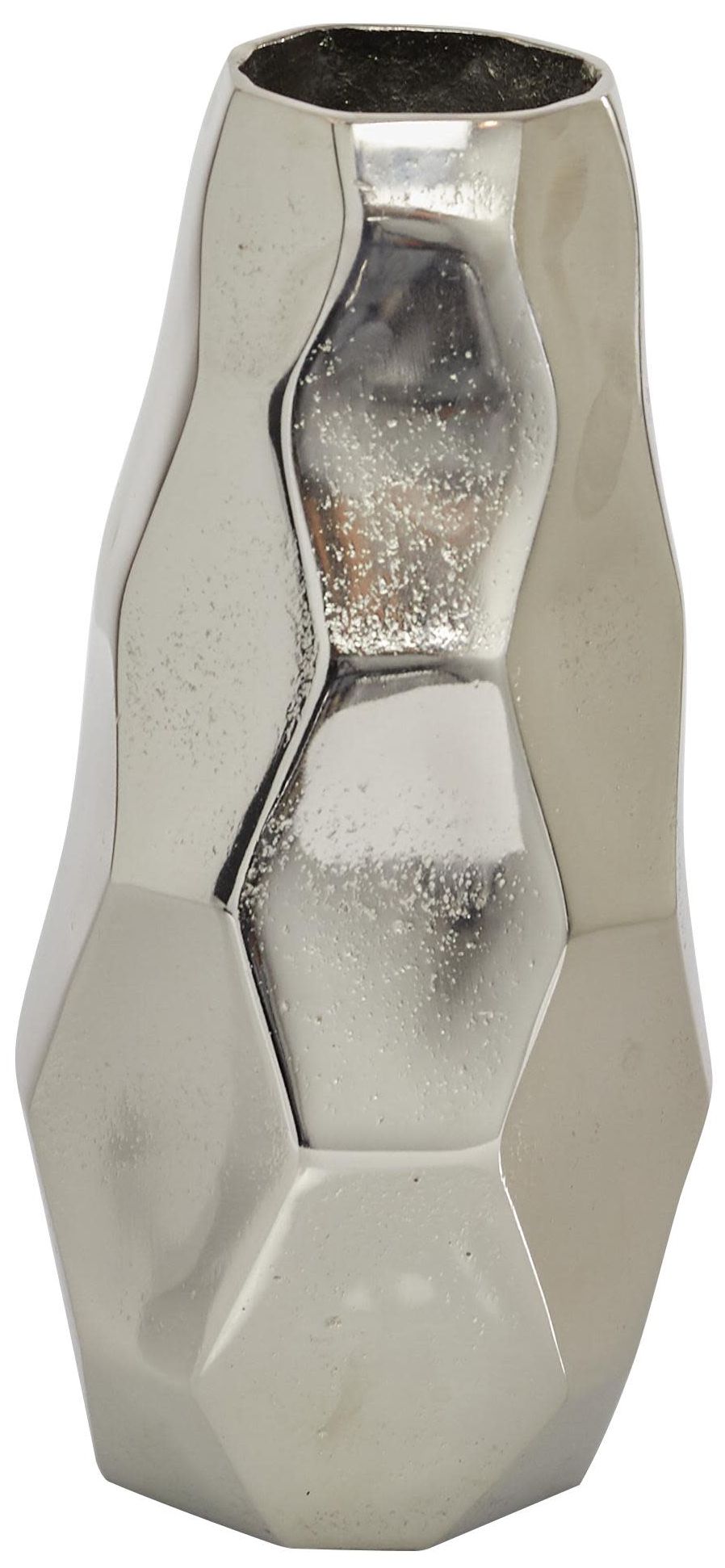 Image 6 Silver Aluminum Metal Contemporary Vase, 6" x 5" x 12" more views