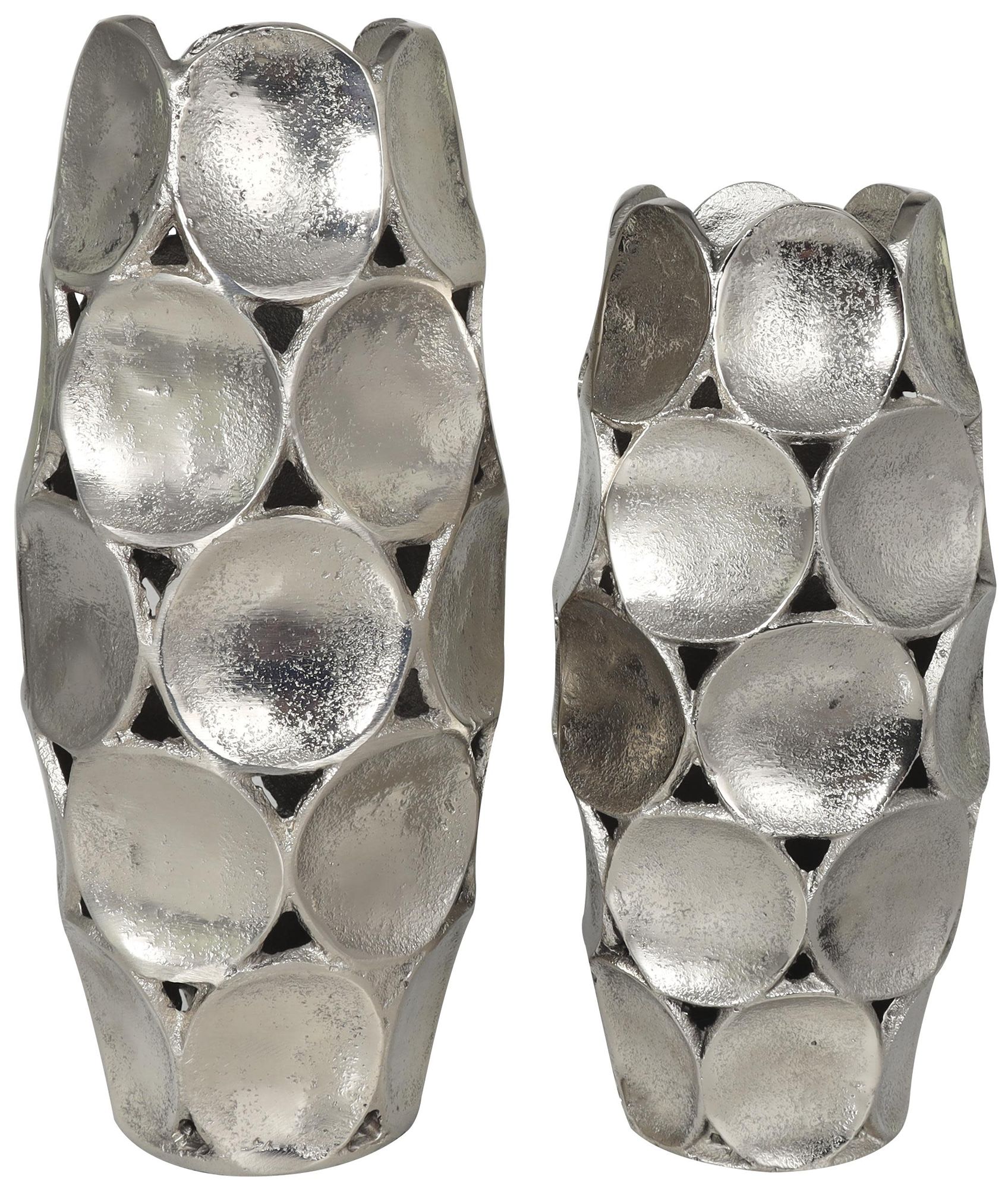 Image 5 Silver Aluminum Metal Contemporary Vase, S/2 13", 11"H more views