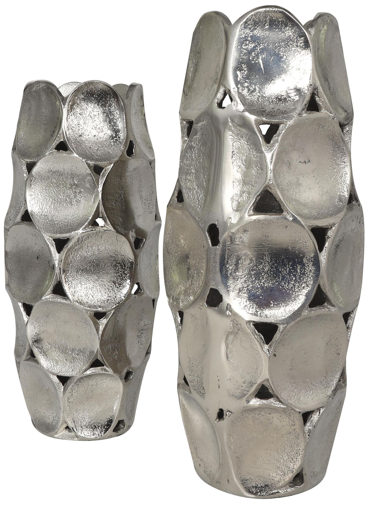 Image 6 Silver Aluminum Metal Contemporary Vase, S/2 13", 11"H more views