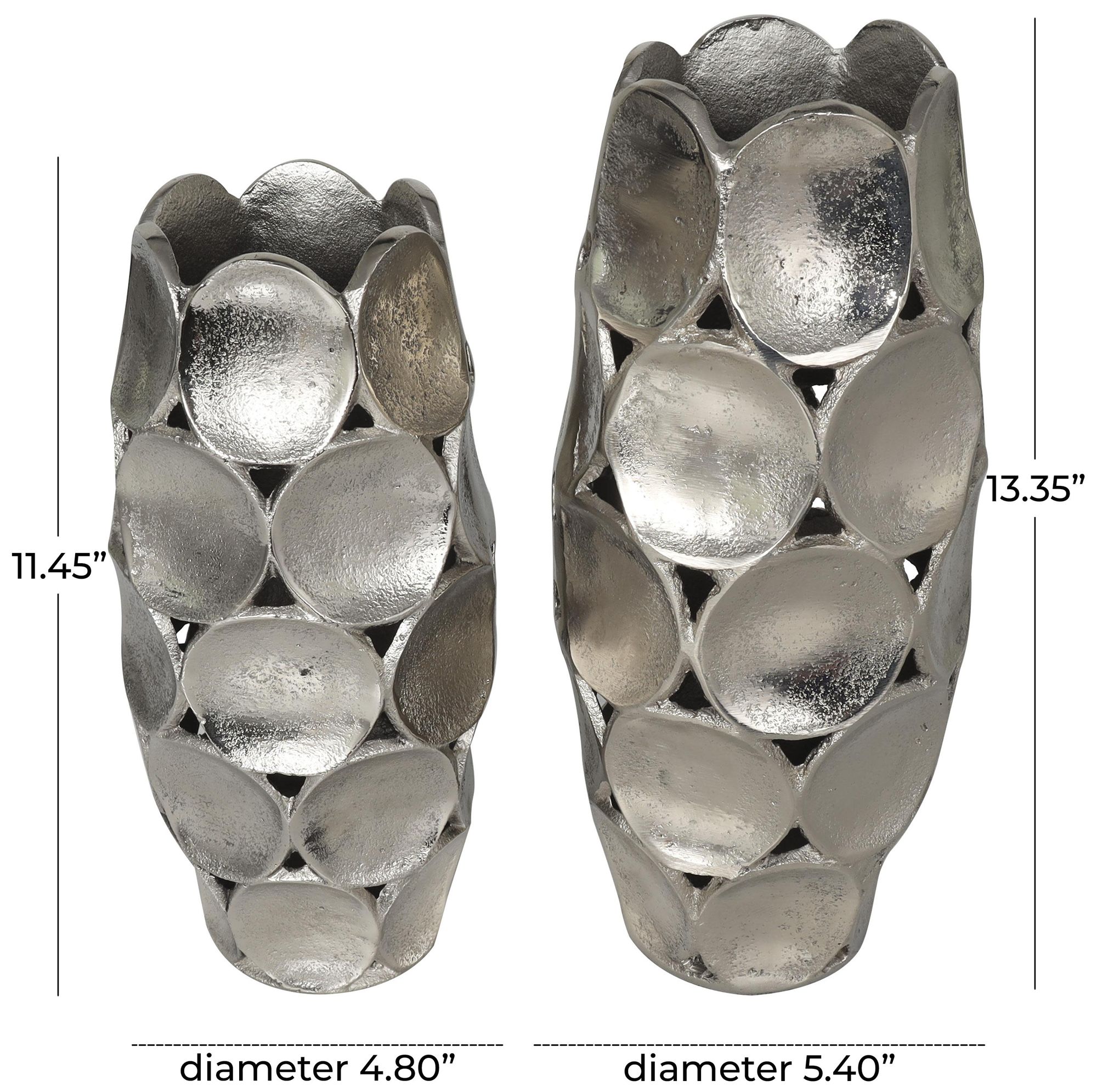 Image 7 Silver Aluminum Metal Contemporary Vase, S/2 13", 11"H more views