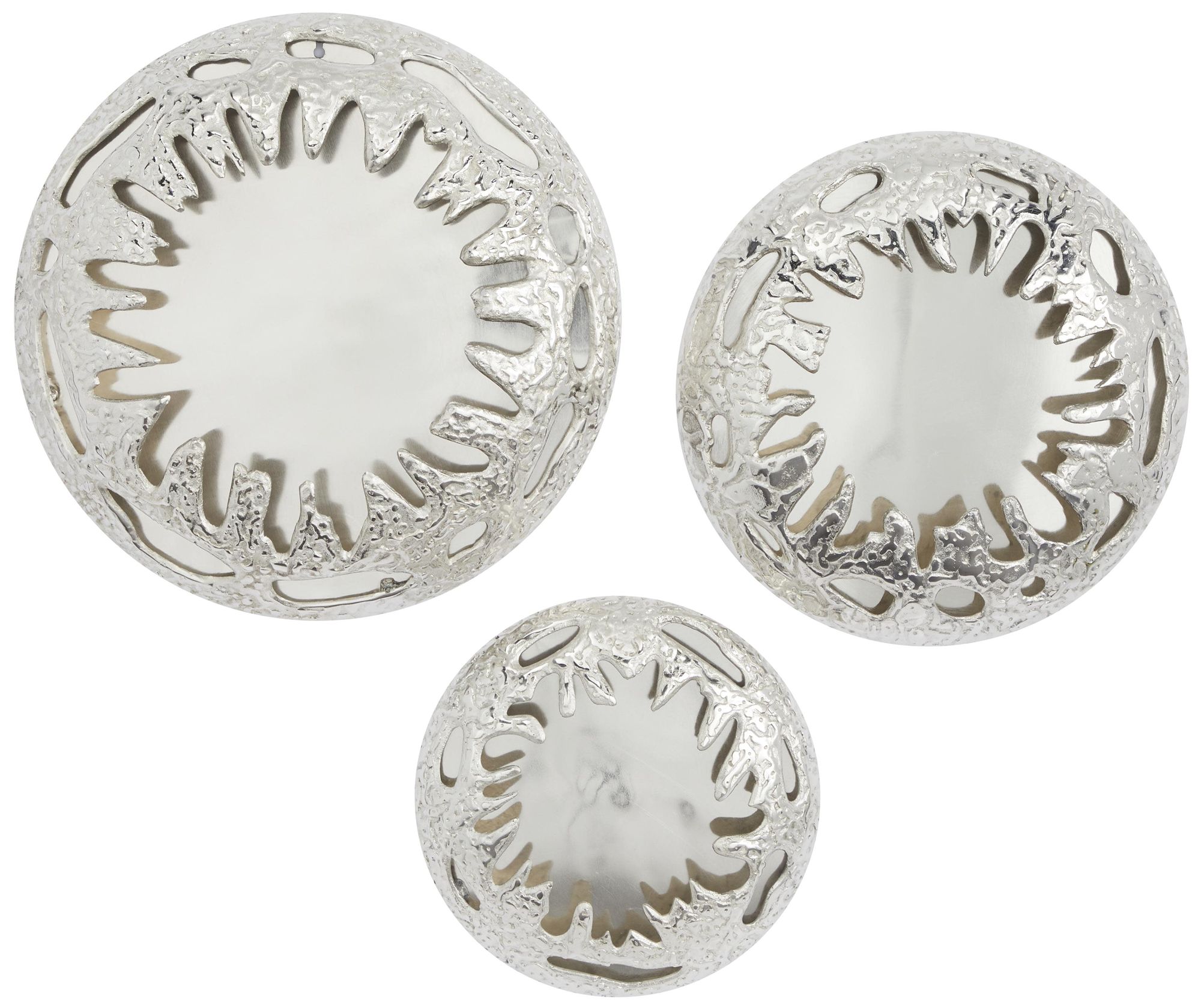 Image 2 Silver Aluminum Metal Contemporary Wall Decor, S/3 21", 18", 15"H